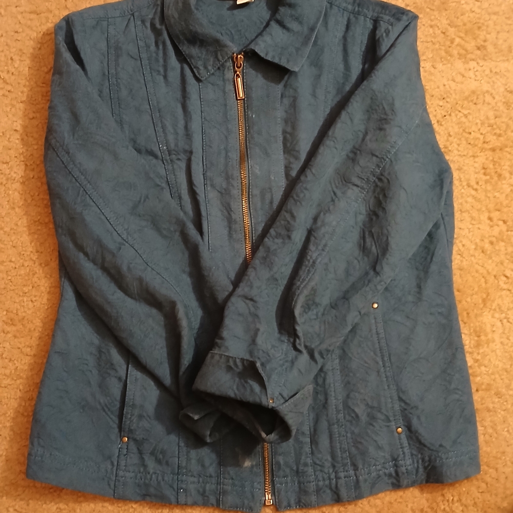 Coldwater Creek Blue Jean Jacket Lightweight Zip-Up